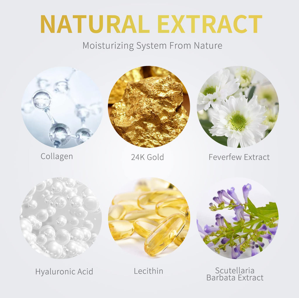 24K Gold Under Eye Patches - 60 Pack for Puffy Eyes, Dark Circles, Bags & Wrinkles with Collagen & Hyaluronic Acid - Eye Care Pads for Daily Skincare (Gold)