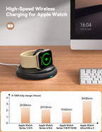 JOYROOM Apple Watch Charger Stand, Portable Magnetic iWatch Charger with Cord, Foldable Fast Charger for Apple Watch Series 10/9/8/7/6/5/SE/Ultra 2, Nightstand Mode Support, White