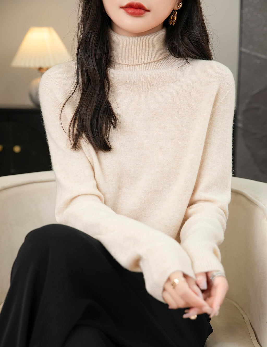 Chanyarn Women's Turtleneck 100% Merino Wool 2025 First-Line Ready to Wear Fall Winter Seamless Knit Pullover Sweater