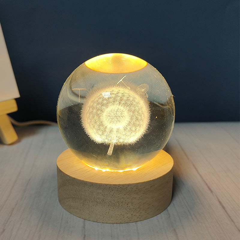 LED Crystal Ball Night Light – USB-Powered Mood Light for Bedroom & Study