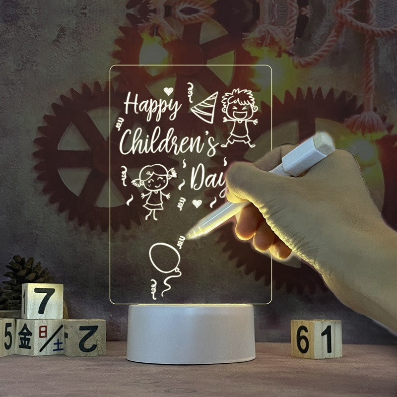 Glowing Acrylic Message Board – Reusable LED Writing Tablet for Desk Decor