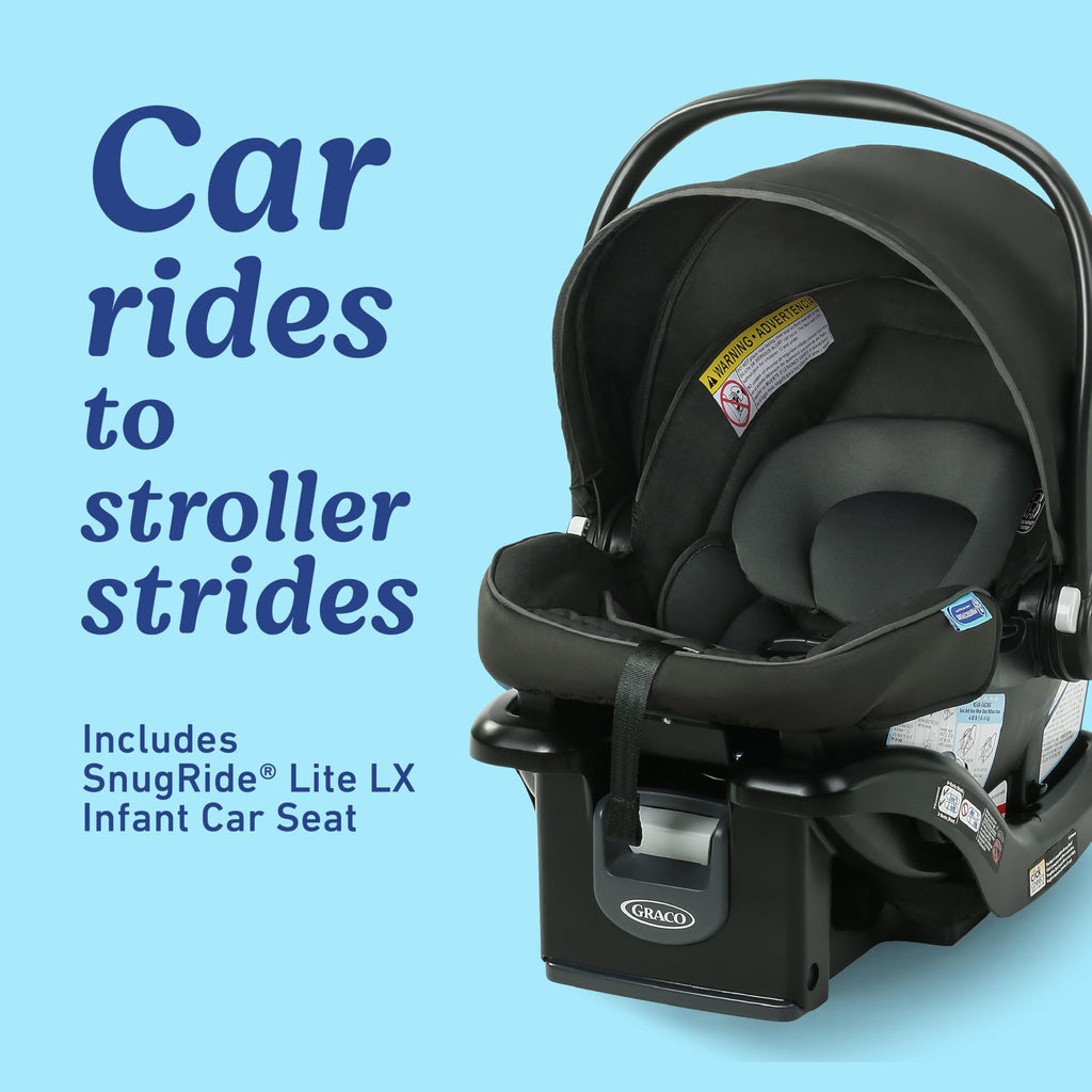 Graco Modes Pramette Travel System, 3-in1 Modular Carseat Stroller Combo, Infant Car Seat Carrier to Toddler Stroller, Includes the SnugRide 35 Car Seat, Ellington