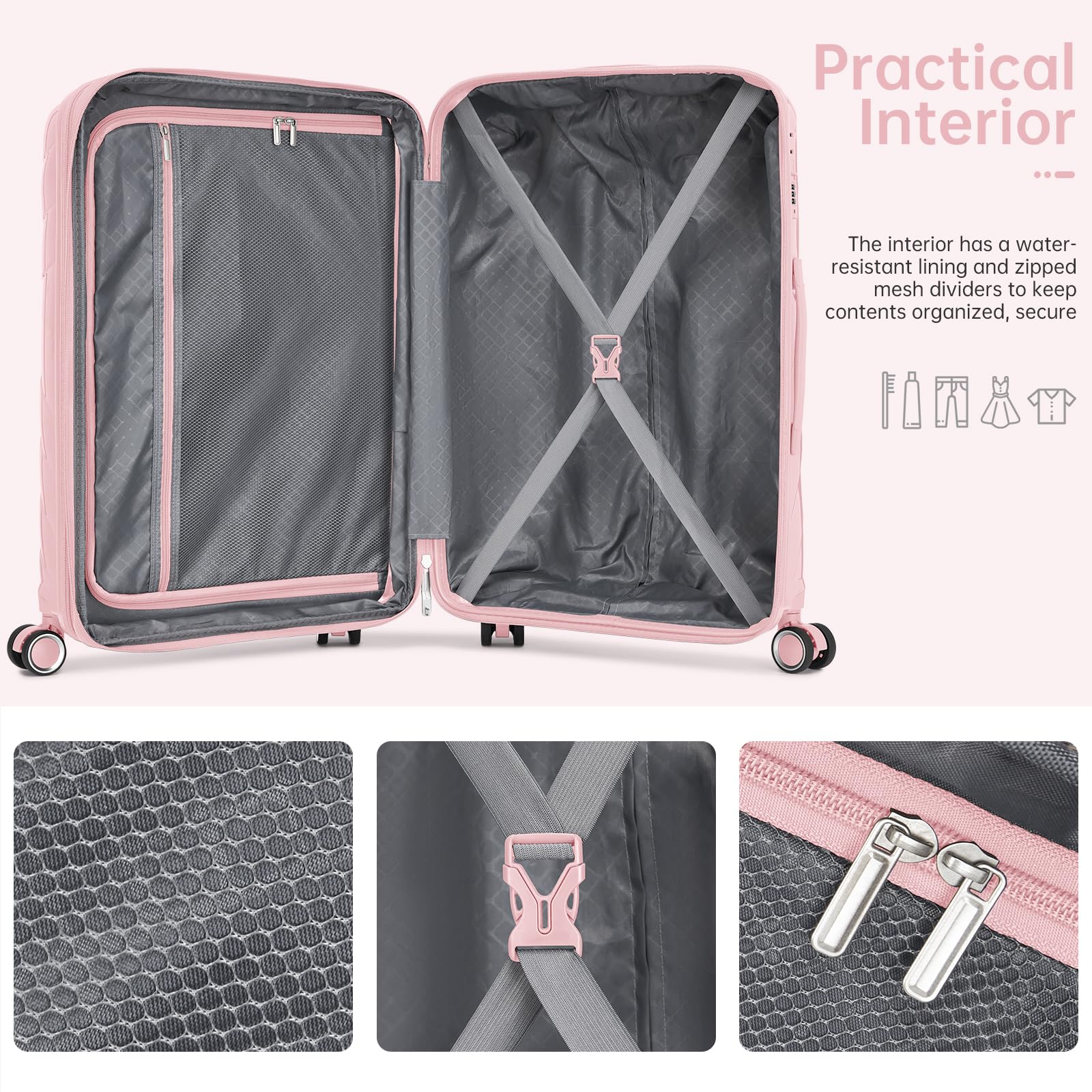 Carry On Luggage 22x14x9 Airline Approved, 20 Inch Expandable Hardshell Luggage Carry-on Suitcases with Spinner Wheels, Carry On Suitcase Set for Women (MOCHA)