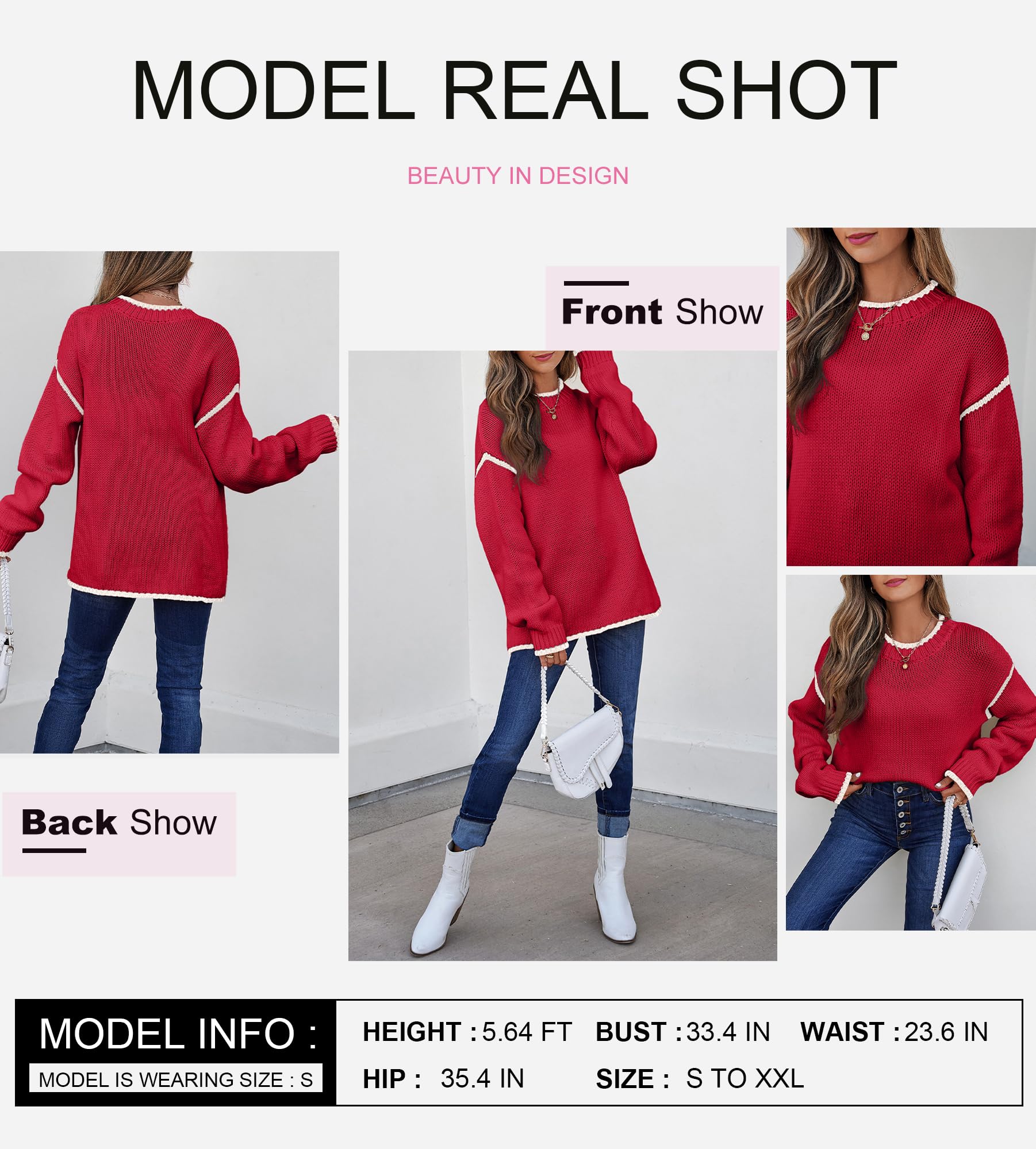 SHEWIN Womens Sweaters Crewneck Long Sleeve Knit Pullover Sweater Casual Fall Tops for Women 2025