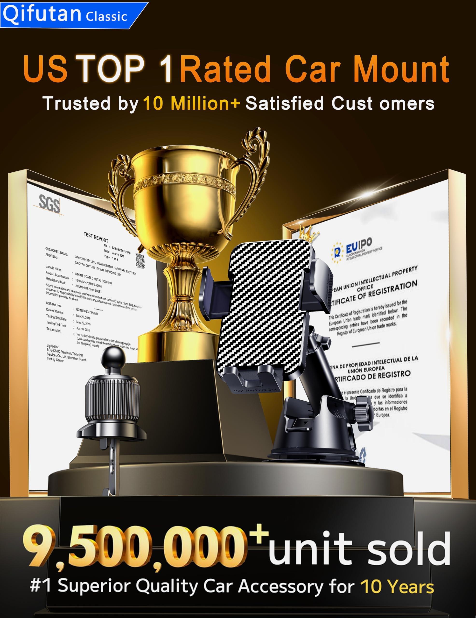 Qifutan Dash Mounted Phone Holders for Your Car Dash Phone Mount for Car Dashboard Air Vent Multi-Mount 3 in 1 Vehicle Windshield Holder Compatible Multi-Device Clip