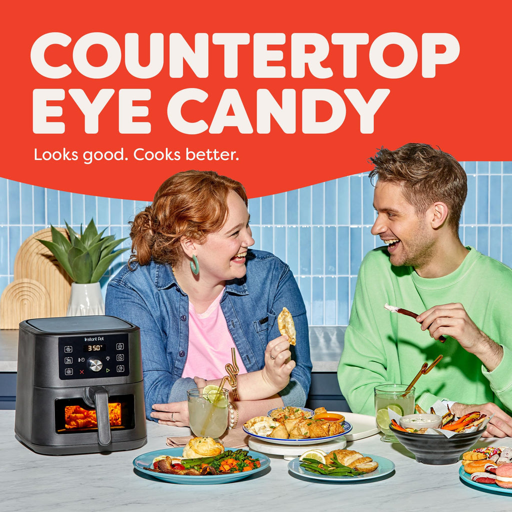 Instant Pot Vortex Plus 6QT XL Air Fryer, 6-in-1, Broils, Dehydrates, Crisps, Roasts, Reheats, Bakes for Quick Easy Meals, 100+ In-App Recipes, Dishwasher-Safe, from the Makers of Instant Pot, Black