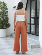 Athlisan Womens Baggy Wide Leg Palazzo Pants Casual Loose Drawstring Elastic Waisted Lounge Trousers with Pockets