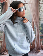 Arshiner Girls Half Zip Sweatshirt Fleece Quarter Zip Pullover Sweatshirts Fall Clothes for Teen Girls Thumb Hole