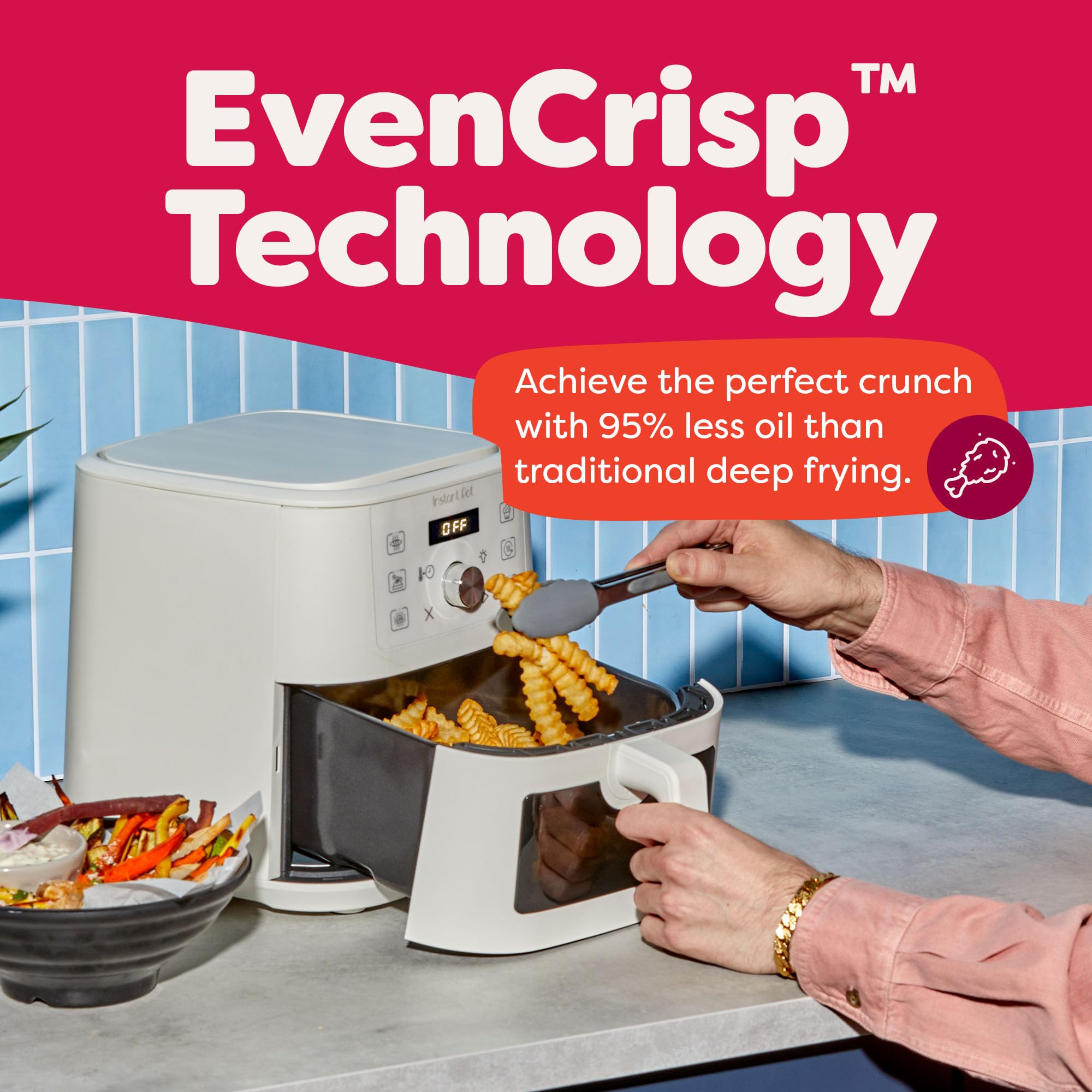 Instant Pot Vortex Plus 6QT XL Air Fryer, 6-in-1, Broils, Dehydrates, Crisps, Roasts, Reheats, Bakes for Quick Easy Meals, 100+ In-App Recipes, Dishwasher-Safe, from the Makers of Instant Pot, Black