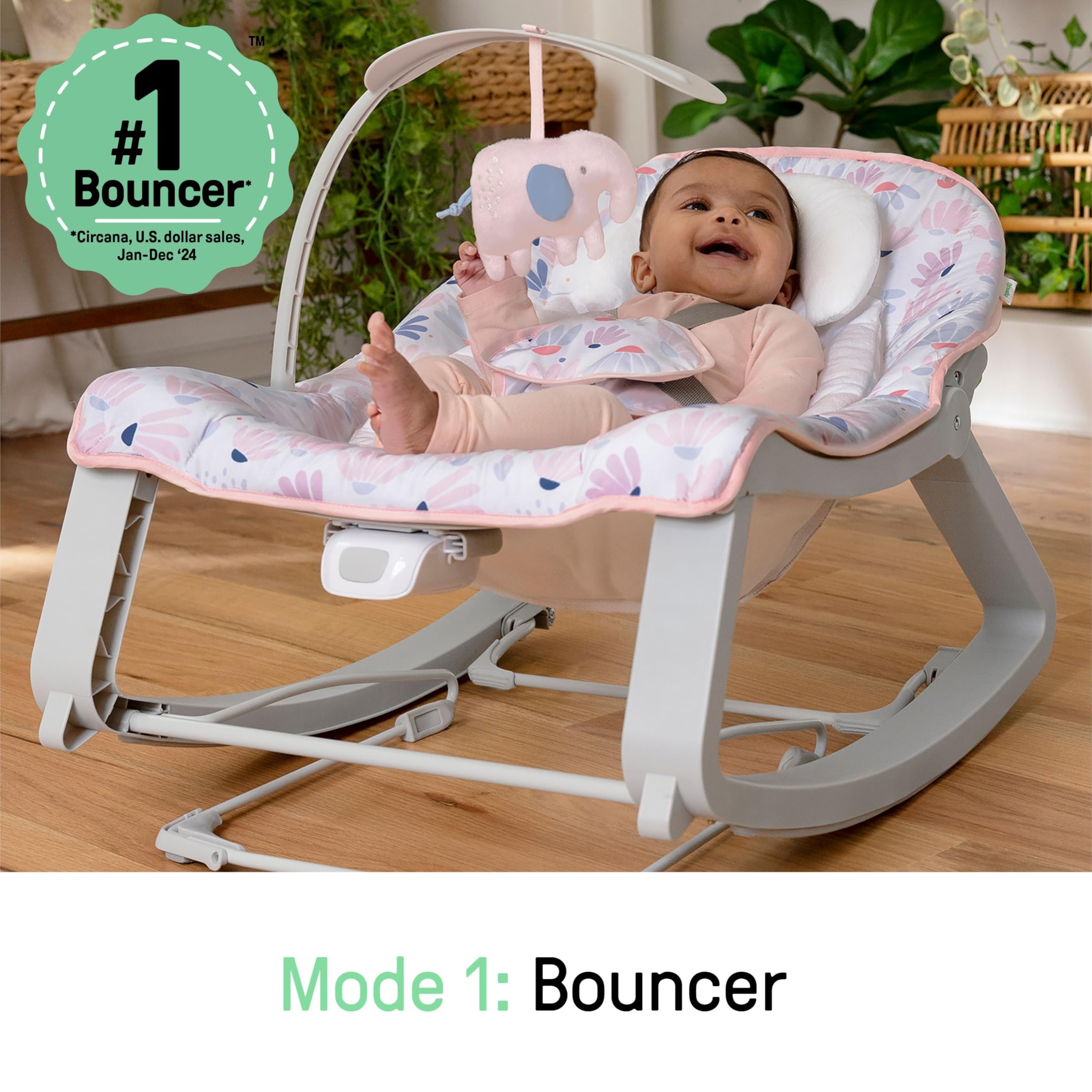 Ingenuity Keep Cozy 3-in-1 Grow with Me Vibrating Baby Bouncer, Seat & Infant to Toddler Rocker, Vibrations & -Toy Bar, 0-30 Months Up to 40 lbs (Weaver)