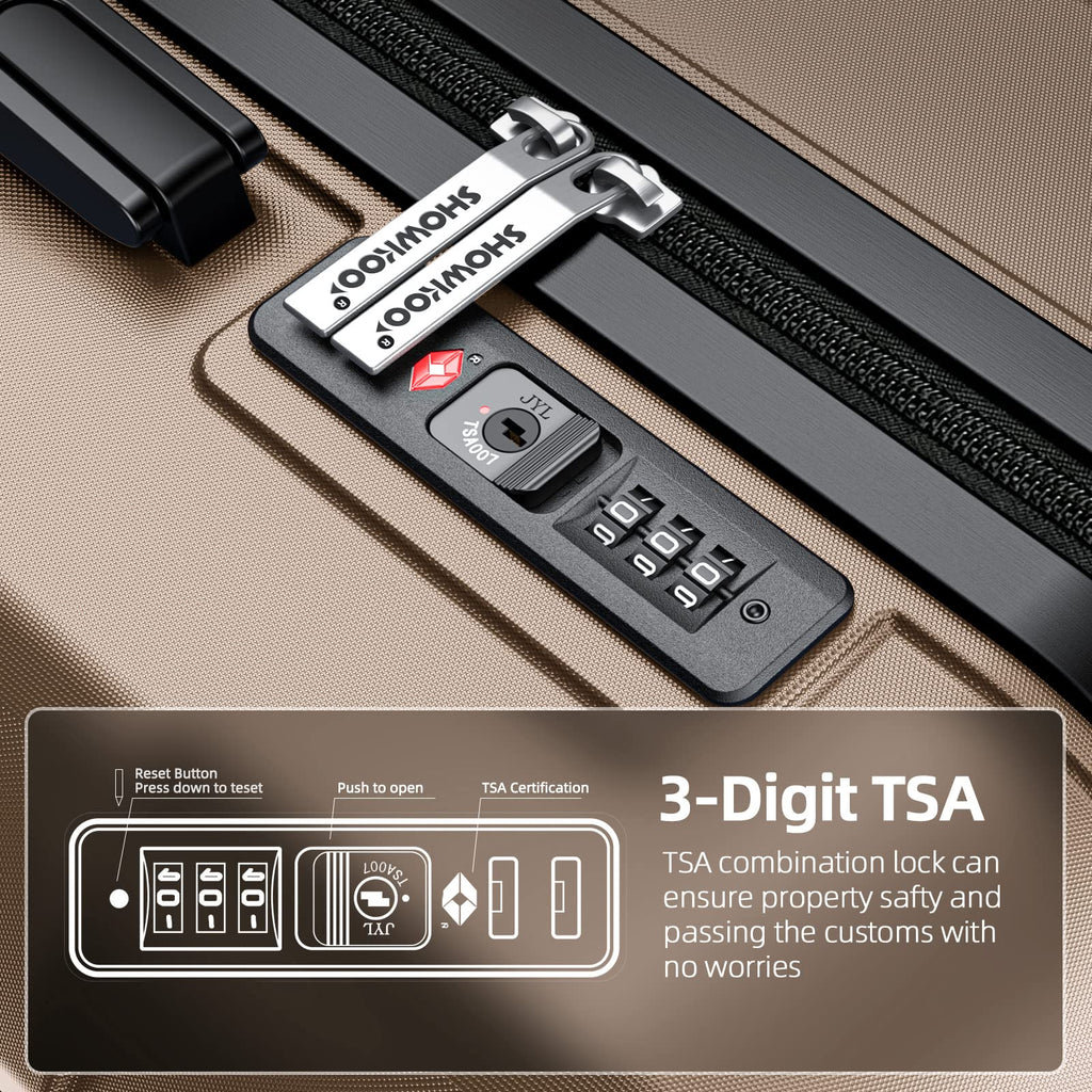 SHOWKOO Luggage Sets Expandable PC+ABS Durable Suitcase Double Wheels TSA Lock Mint Green