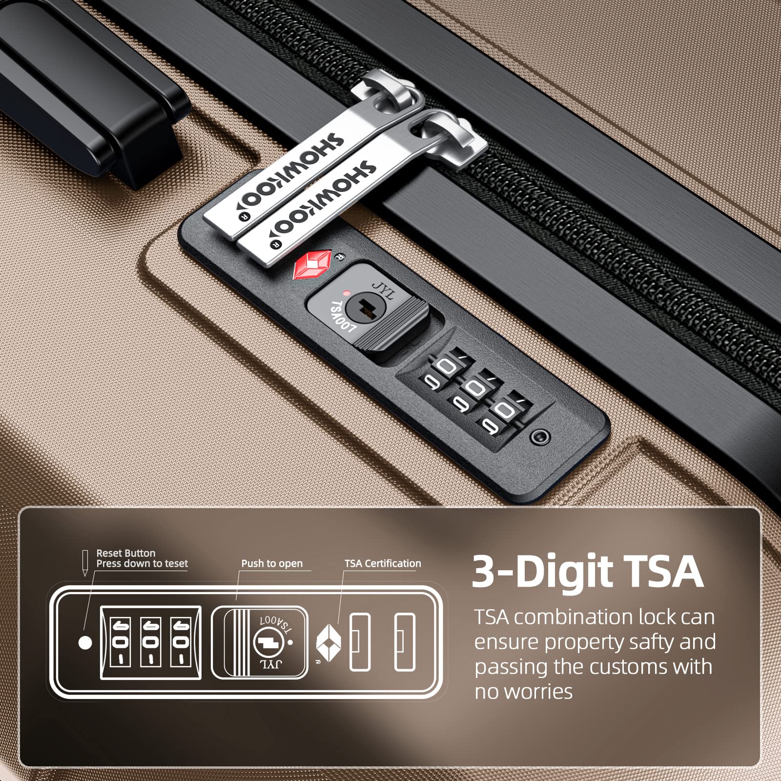 SHOWKOO Luggage Sets Expandable PC+ABS Durable Suitcase Double Wheels TSA Lock Mint Green