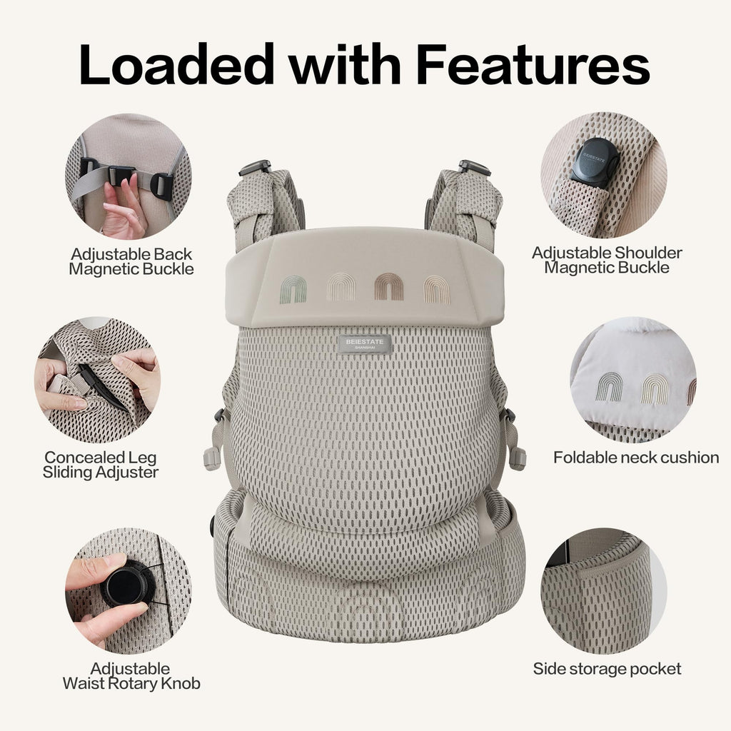 Rainbow Baby Carrier Newborn to Toddler, Breathable Mesh Baby Carrier with Adjustable Waist Rotary Knob, Enhanced Lumbar Support, Ergonomic, Sunshield,Lightweight Infant Carrier for 7-33 lbs