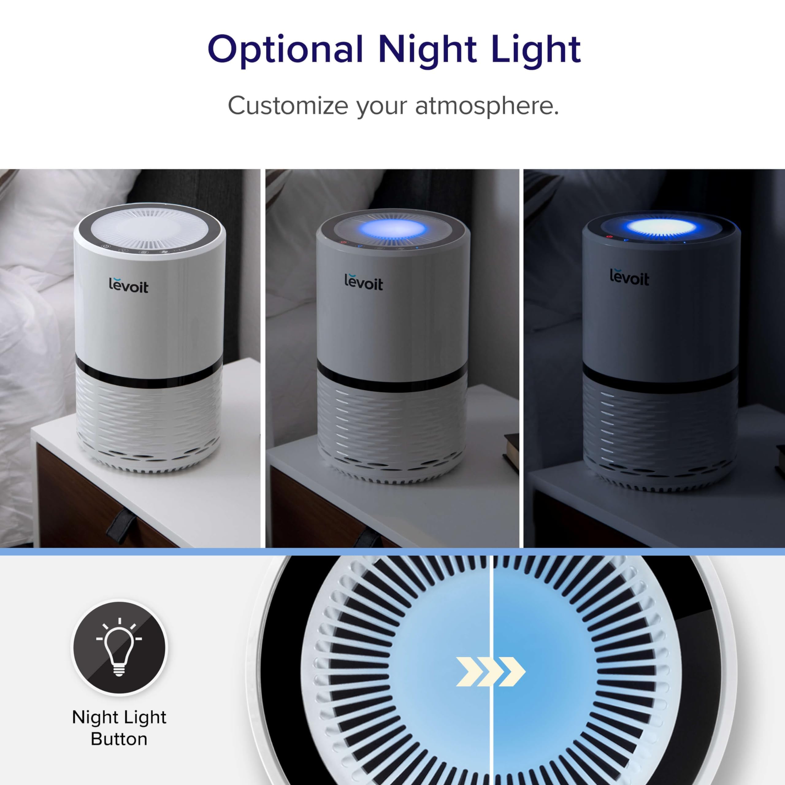 LEVOIT Air Purifiers for Bedroom Home Dorm, 3-in-1 Filter Cleaner with Fragrance Sponge for Better Sleep, Filters Smoke, Allergies, Pet Dander, Odor, Dust, Office, Desktop, Core Mini-P, White