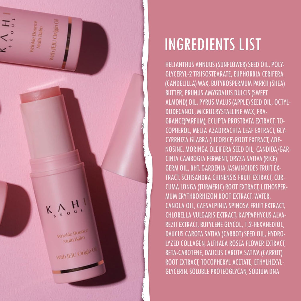 KAHI Wrinkle Bounce Multi Balm Stick | PDRN Collagen Wrinkle Stick | Korean Skin Care |All-in-One Hydrating Lip Balm Eye Cream Neck Cream Make Up Base & Face Mist Moisture Balm
