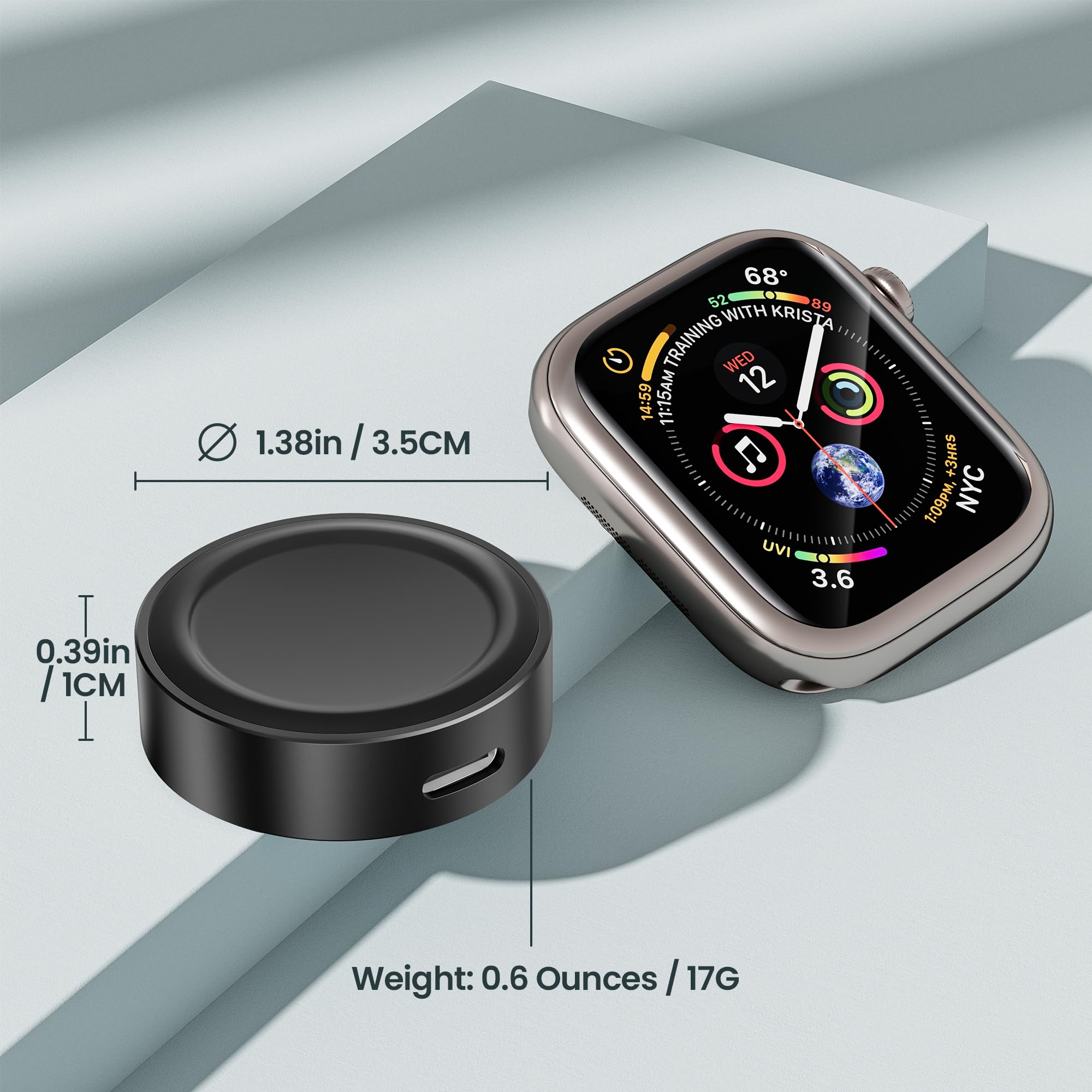 Ruxely Magnetic Charger for Apple Watch,Portable Wireless Fast iWatch Charger Adapter with USB C & iPhone Power Port,Short Apple Watch Charging Cable for iWatch Series 11 10 9 8 7 6,Ultra 3,42/46/44mm