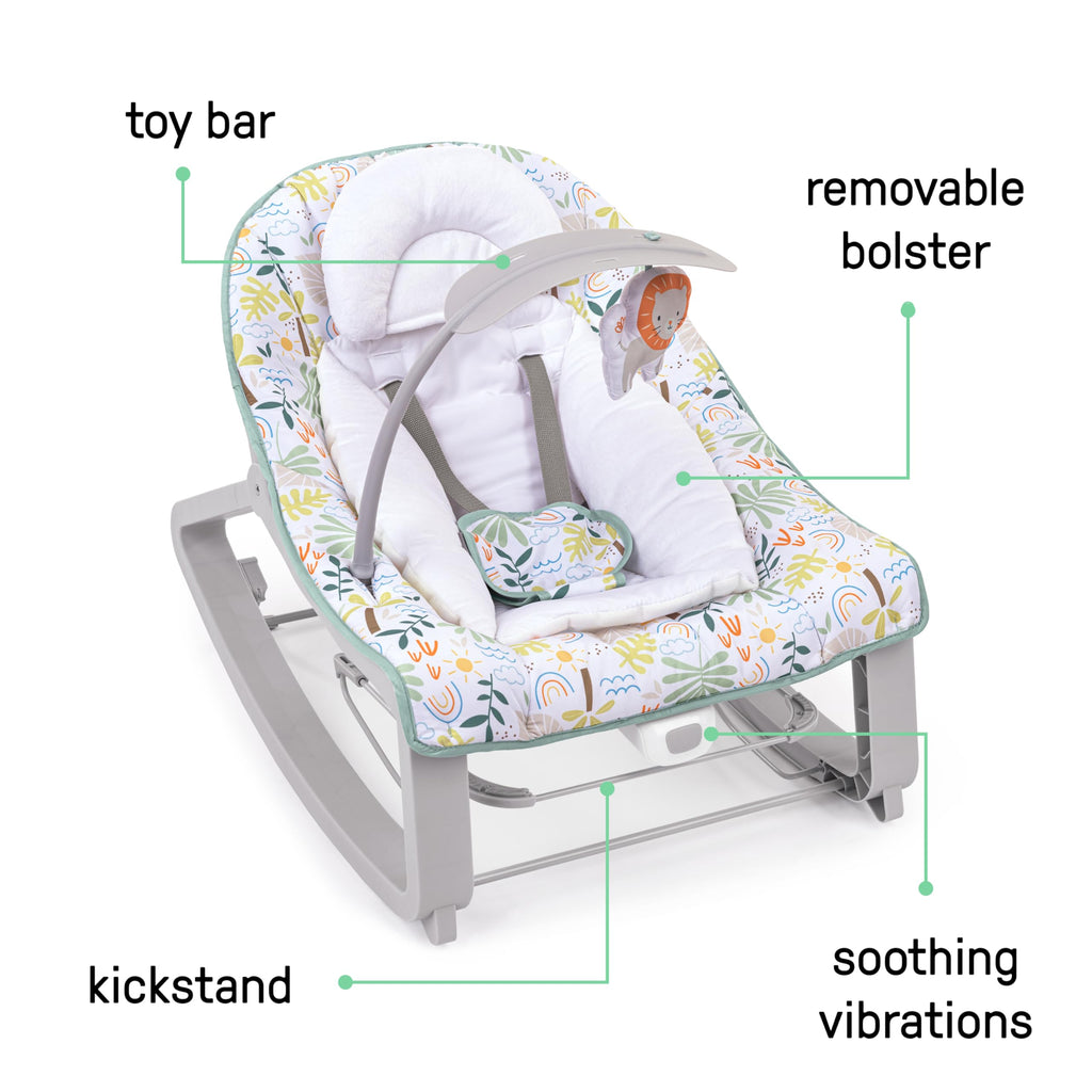 Ingenuity Keep Cozy 3-in-1 Grow with Me Vibrating Baby Bouncer, Seat & Infant to Toddler Rocker, Vibrations & -Toy Bar, 0-30 Months Up to 40 lbs (Weaver)