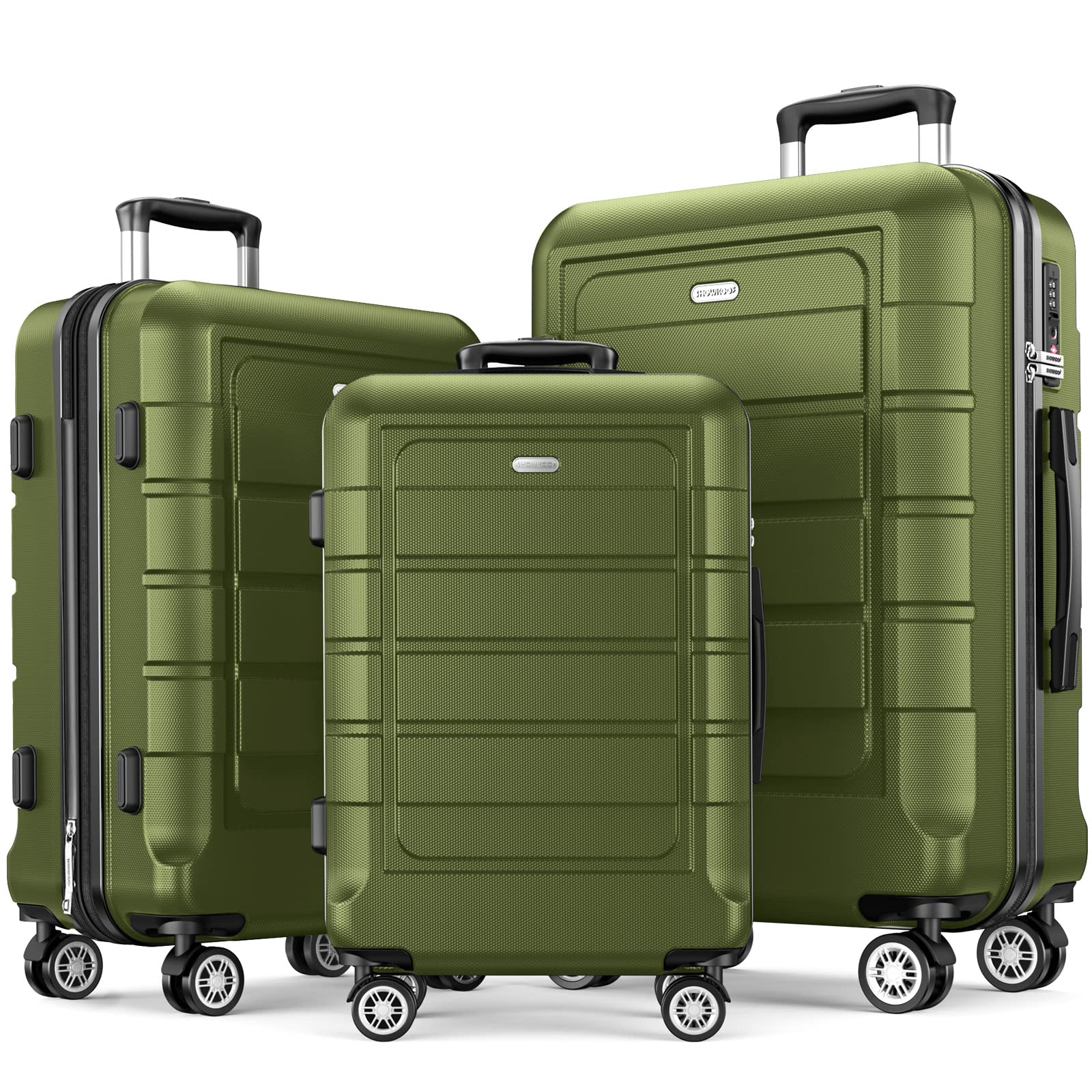 SHOWKOO Luggage Sets Expandable PC+ABS Durable Suitcase Double Wheels TSA Lock Mint Green