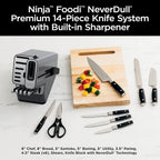 Ninja Knife Set, Knife Sharpener, Knife Block Set, Stainless Steel Knives, 14 Piece Set, Steak Knives, Chef Knives and More, Foodi NeverDull, Black, K32014