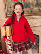 Arshiner Girls Half Zip Sweatshirt Fleece Quarter Zip Pullover Sweatshirts Fall Clothes for Teen Girls Thumb Hole