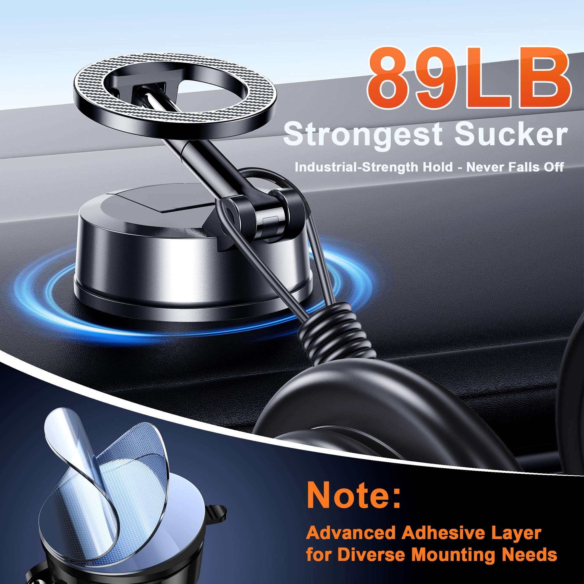 Qifutan Dash Mounted Phone Holders for Your Car Dash Phone Mount for Car Dashboard Air Vent Multi-Mount 3 in 1 Vehicle Windshield Holder Compatible Multi-Device Clip