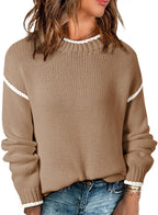 SHEWIN Womens Sweaters Crewneck Long Sleeve Knit Pullover Sweater Casual Fall Tops for Women 2025