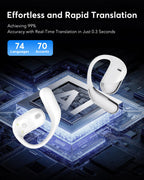 Translation Earbuds Real Time - AI 144 Language Translator Earbuds, Audifonos Traductores Inglés Español, 3-in-1 Translating Device, Translate Ear Buds for Travel Learning with Charging Cradle