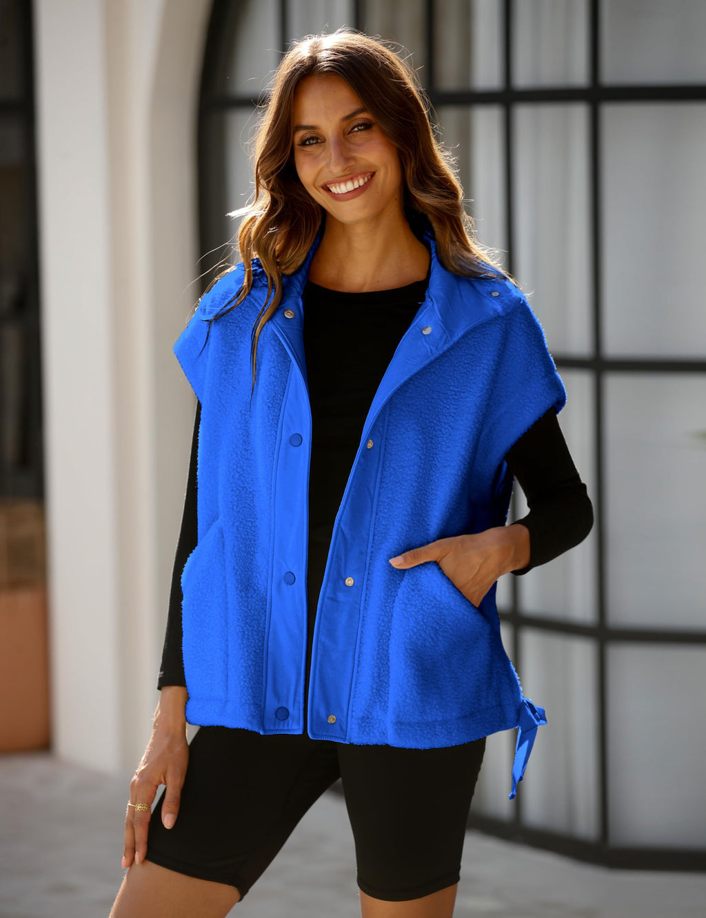 Athlisan Womens Fleece Vest Casual Sleeveless Button Down Sherpa Jacket Outerwear with Pockets