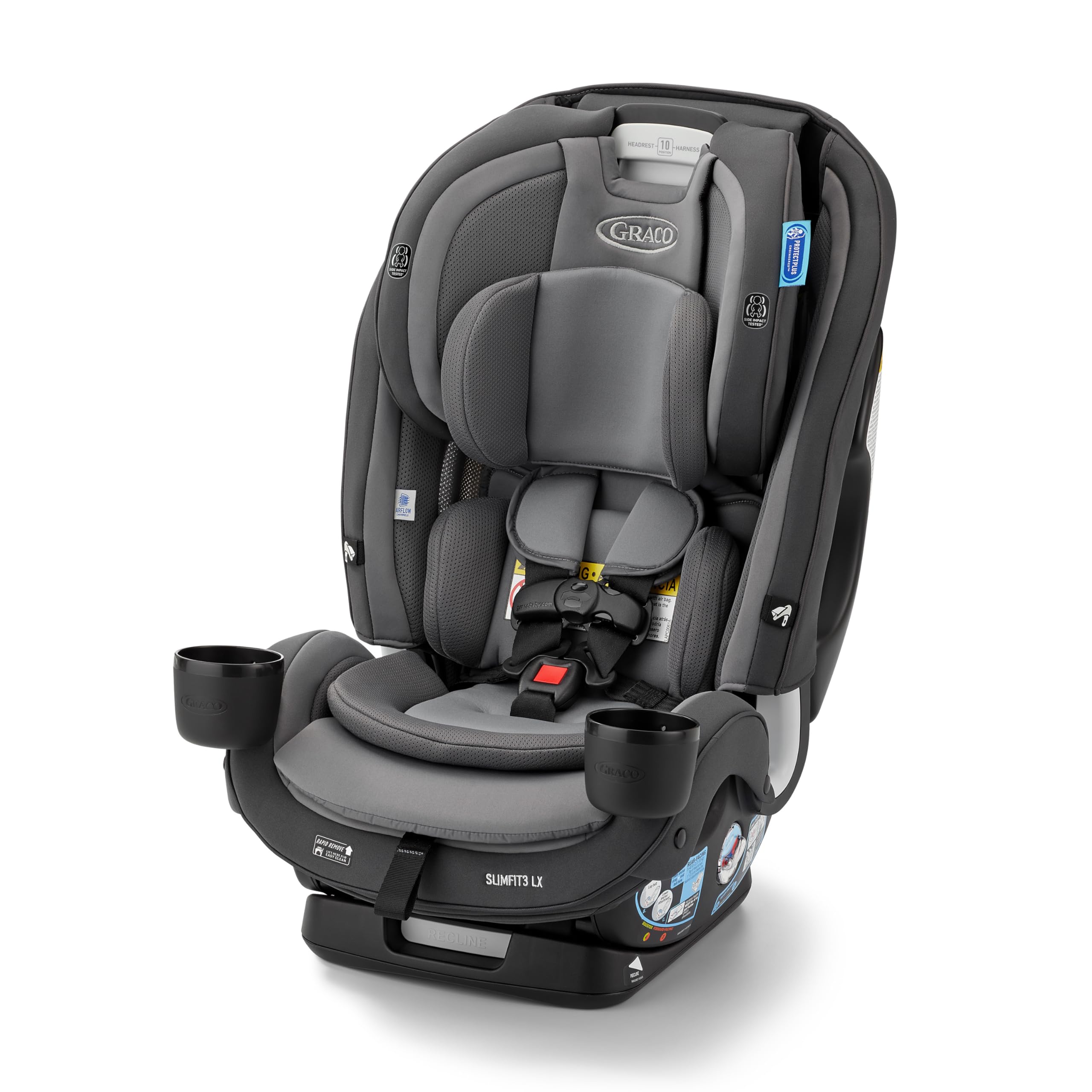 Graco Slimfit 3-in-1 Convertible Car Seat, Ultra-Space-Saving Design, Jarret, Suitable for Rear and Forward-Facing, Highback Booster Seat with 10-Position Headrest