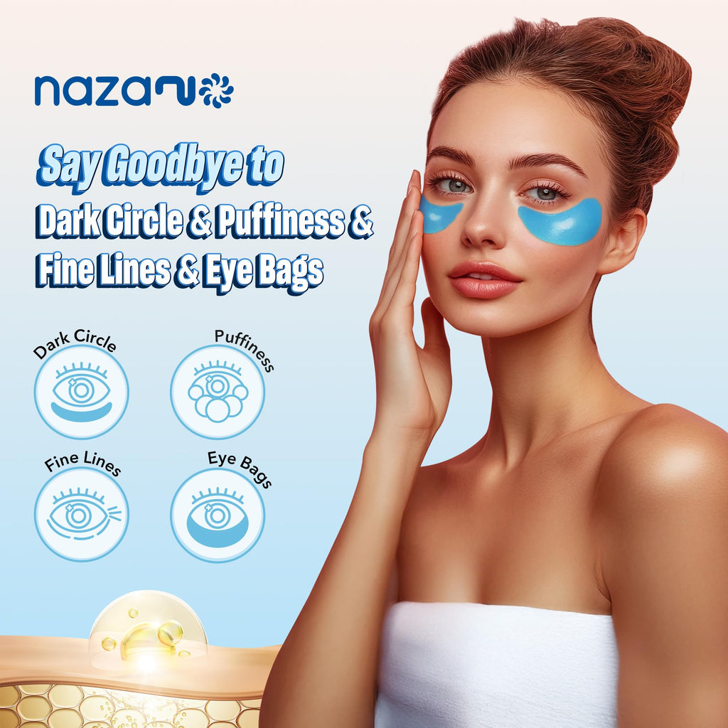 24K Gold Under Eye Patches - 60 Pack for Puffy Eyes, Dark Circles, Bags & Wrinkles with Collagen & Hyaluronic Acid - Eye Care Pads for Daily Skincare (Gold)