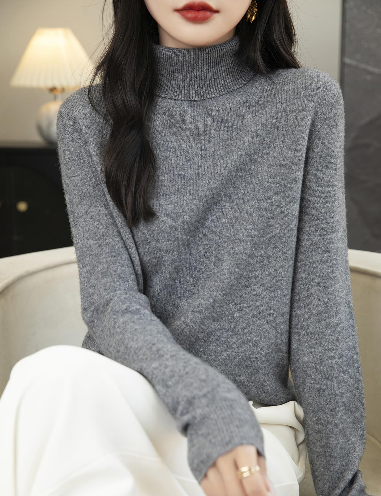 Chanyarn Women's Turtleneck 100% Merino Wool 2025 First-Line Ready to Wear Fall Winter Seamless Knit Pullover Sweater