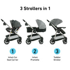 Graco Modes Pramette Travel System, 3-in1 Modular Carseat Stroller Combo, Infant Car Seat Carrier to Toddler Stroller, Includes the SnugRide 35 Car Seat, Ellington