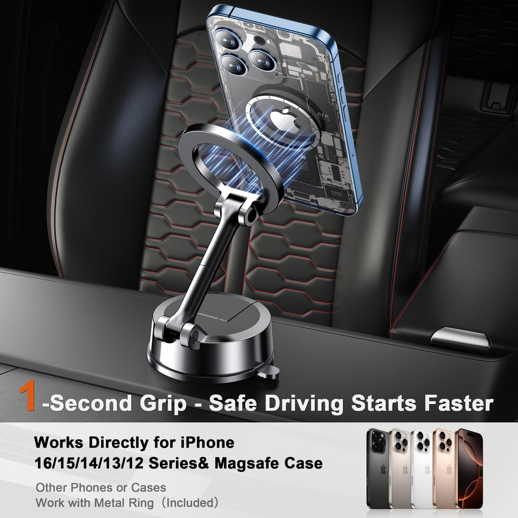 Qifutan Dash Mounted Phone Holders for Your Car Dash Phone Mount for Car Dashboard Air Vent Multi-Mount 3 in 1 Vehicle Windshield Holder Compatible Multi-Device Clip