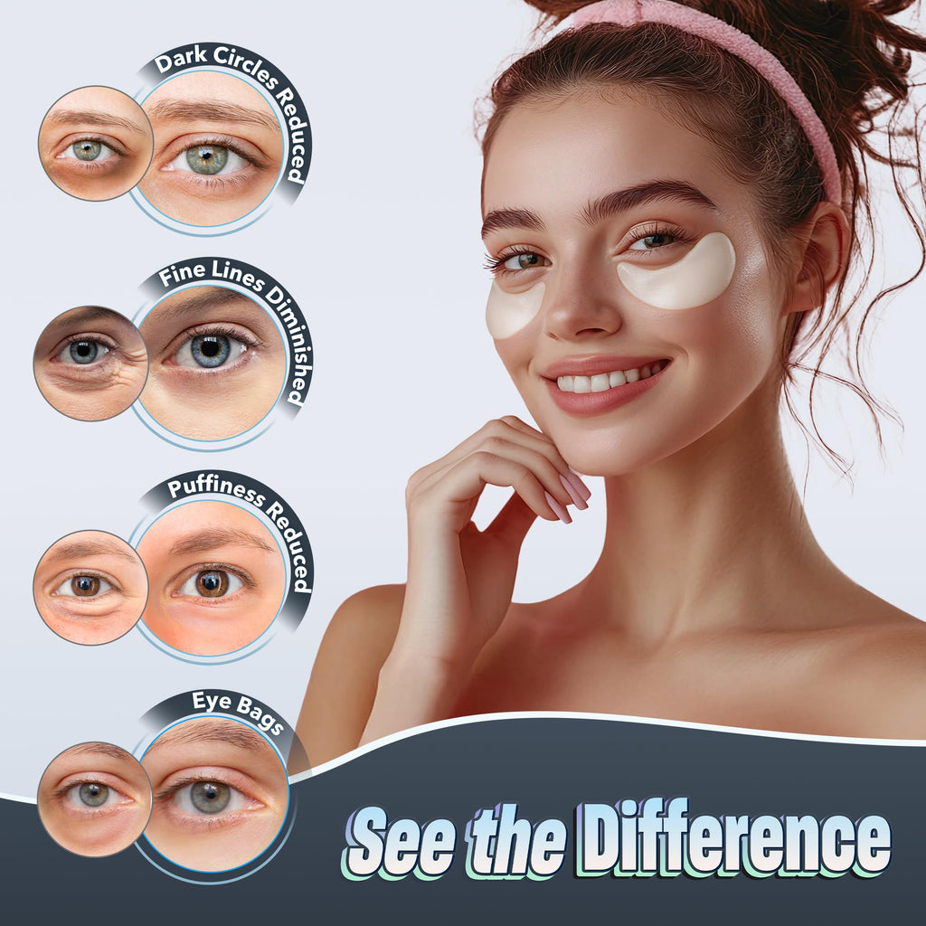 24K Gold Under Eye Patches - 60 Pack for Puffy Eyes, Dark Circles, Bags & Wrinkles with Collagen & Hyaluronic Acid - Eye Care Pads for Daily Skincare (Gold)