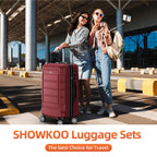 SHOWKOO Luggage Sets Expandable PC+ABS Durable Suitcase Double Wheels TSA Lock Mint Green