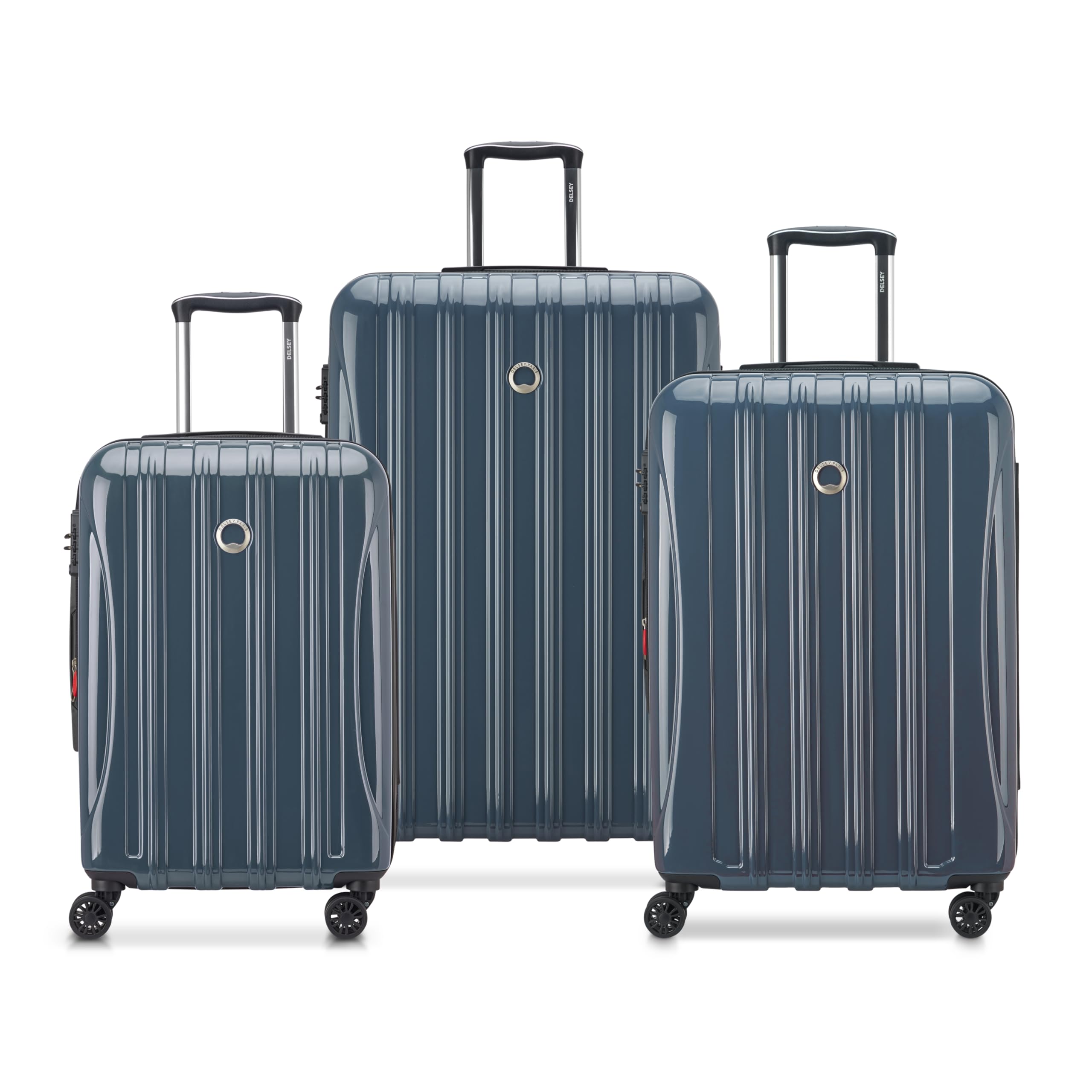 DELSEY PARIS Helium Aero Hardside Expandable Luggage with Spinner Wheels, Blue Cobalt, Checked-Large 28 Inch