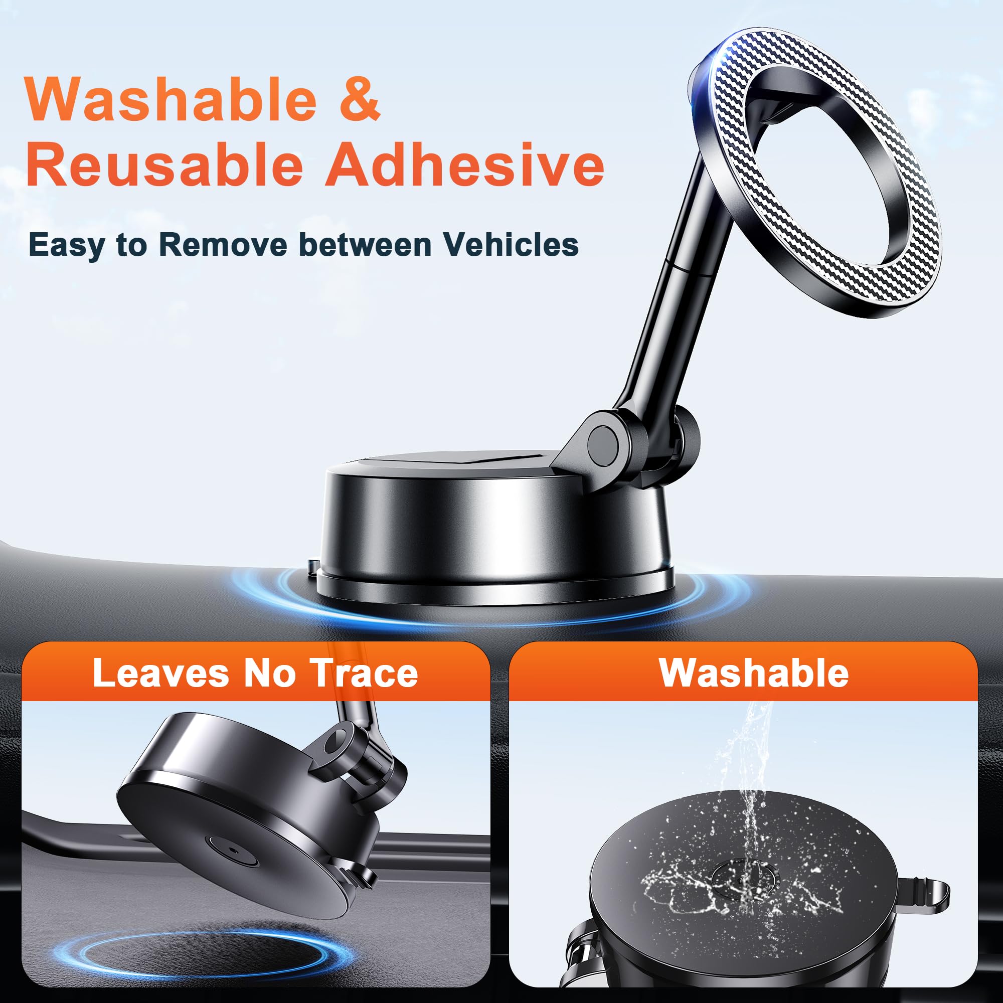 Qifutan Dash Mounted Phone Holders for Your Car Dash Phone Mount for Car Dashboard Air Vent Multi-Mount 3 in 1 Vehicle Windshield Holder Compatible Multi-Device Clip