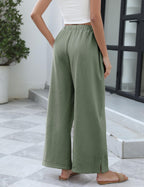 Athlisan Womens Baggy Wide Leg Palazzo Pants Casual Loose Drawstring Elastic Waisted Lounge Trousers with Pockets
