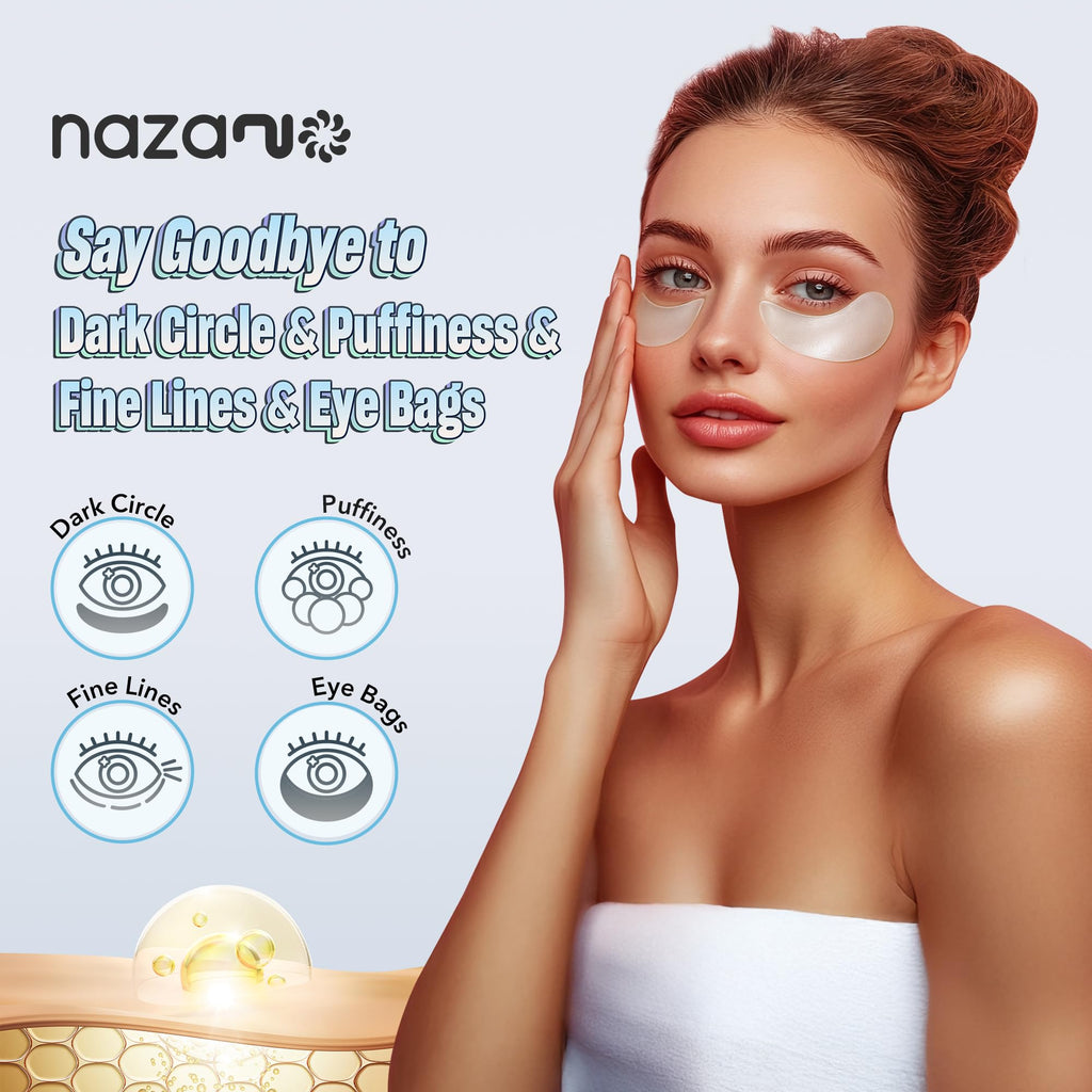 24K Gold Under Eye Patches - 60 Pack for Puffy Eyes, Dark Circles, Bags & Wrinkles with Collagen & Hyaluronic Acid - Eye Care Pads for Daily Skincare (Gold)