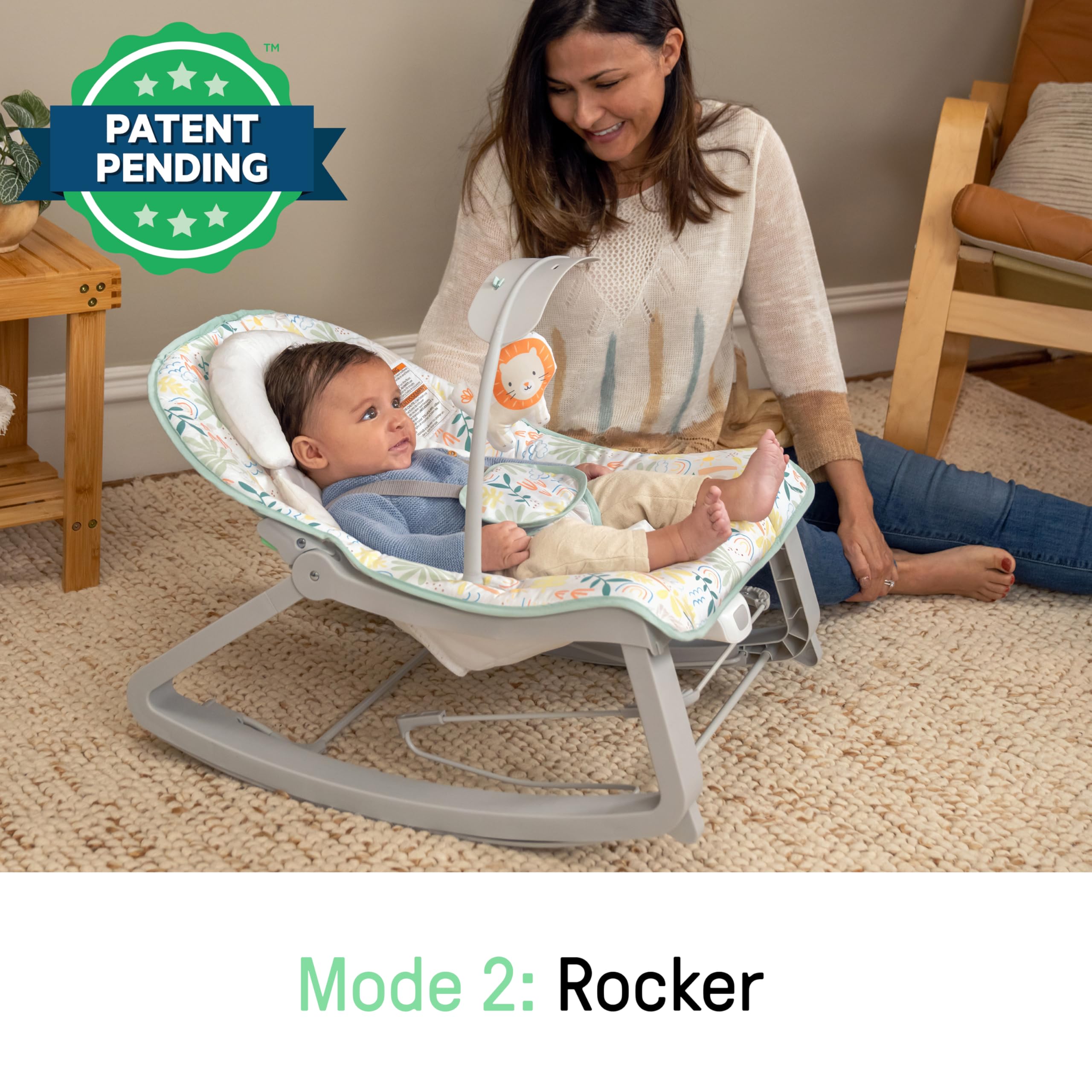 Ingenuity Keep Cozy 3-in-1 Grow with Me Vibrating Baby Bouncer, Seat & Infant to Toddler Rocker, Vibrations & -Toy Bar, 0-30 Months Up to 40 lbs (Weaver)