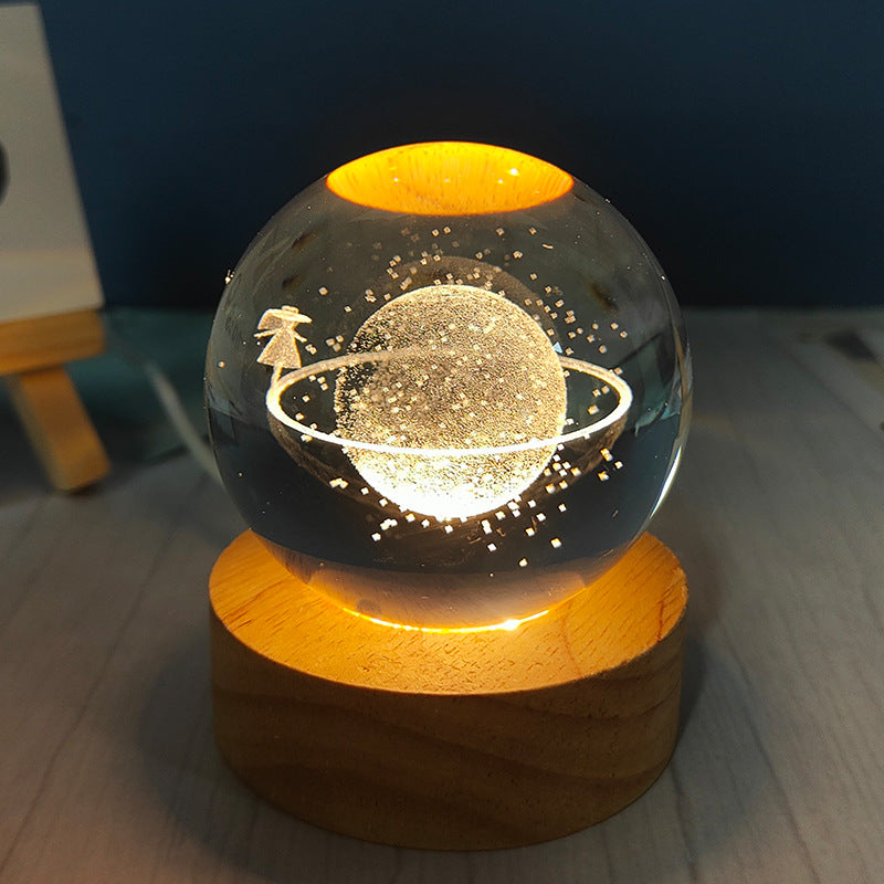 LED Crystal Ball Night Light – USB-Powered Mood Light for Bedroom & Study