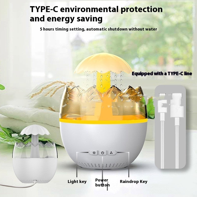 Raindrop Aroma Diffuser – Ultrasonic Humidifier with Color Changing Light
