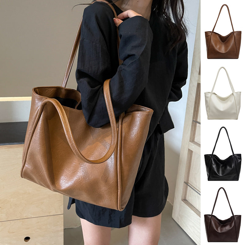 Women’s Soft Leather Tote Bag – Large Capacity Shoulder Bag for Work & Travel