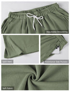 Athlisan Womens Baggy Wide Leg Palazzo Pants Casual Loose Drawstring Elastic Waisted Lounge Trousers with Pockets