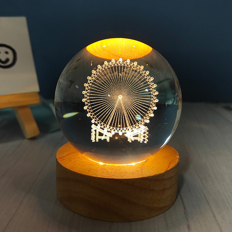 LED Crystal Ball Night Light – USB-Powered Mood Light for Bedroom & Study
