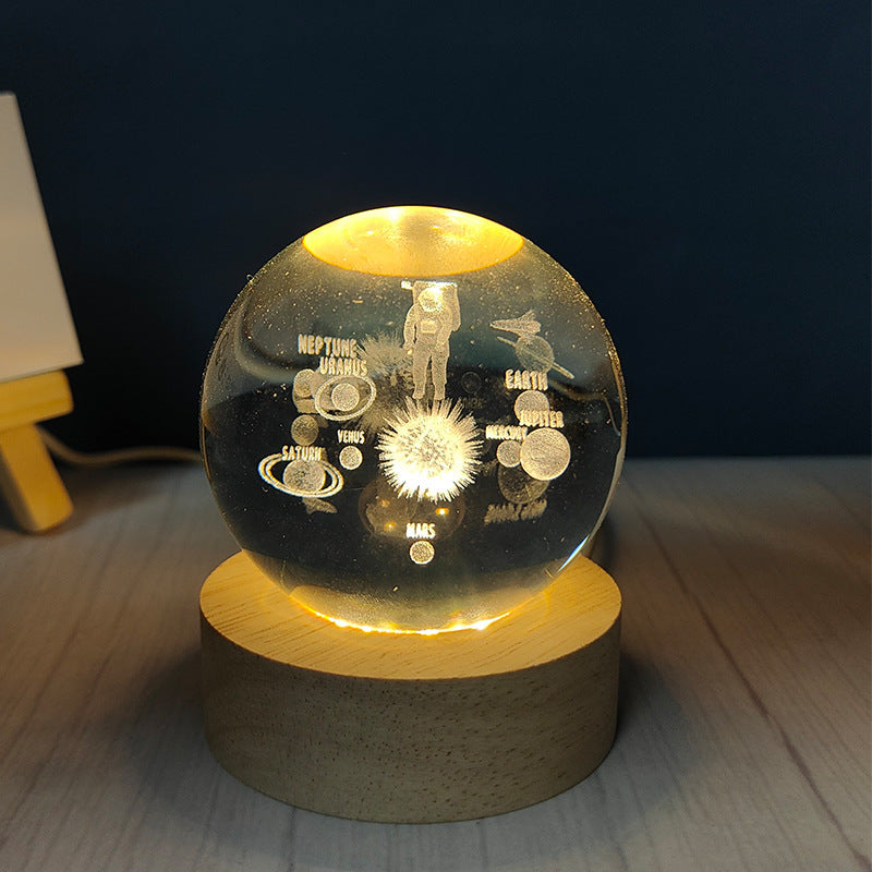 LED Crystal Ball Night Light – USB-Powered Mood Light for Bedroom & Study