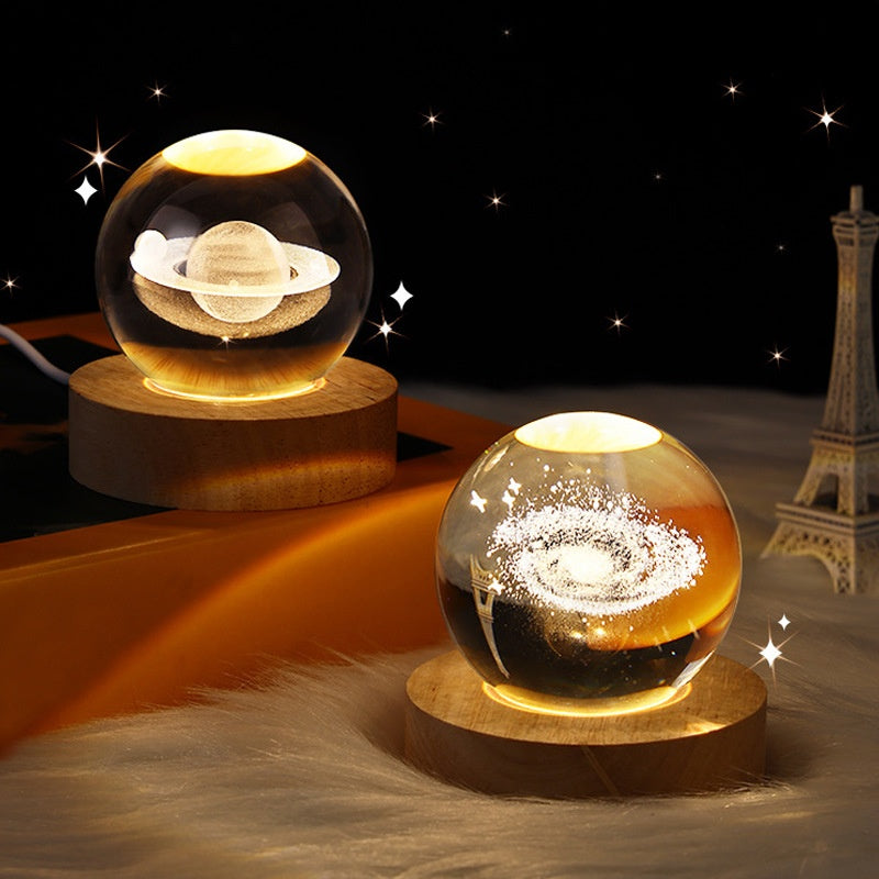 Galaxy Crystal Ball Lamp – LED Projection Night Light for Cozy Ambience