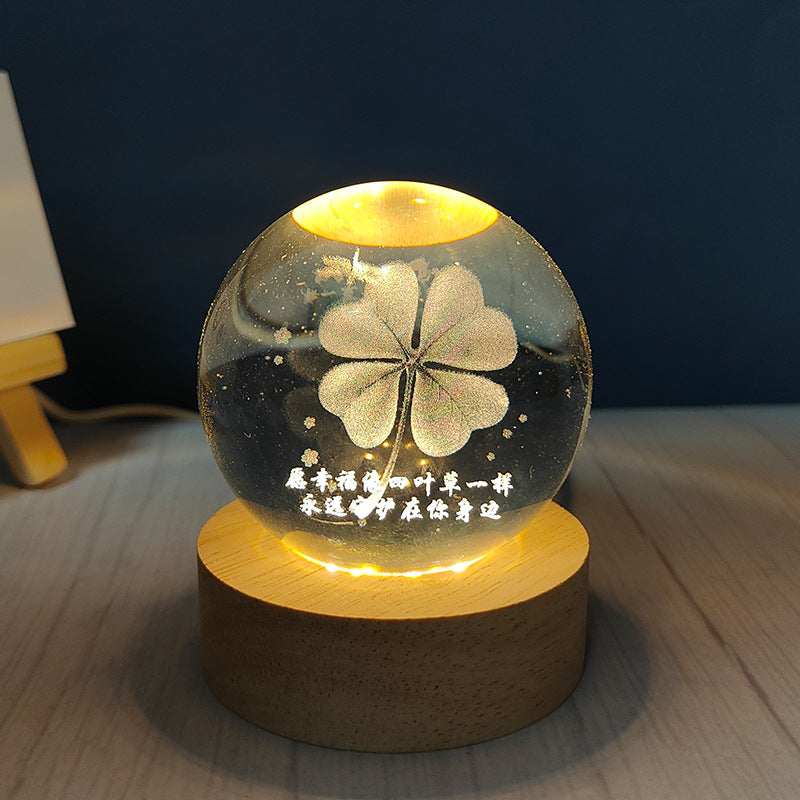 LED Crystal Ball Night Light – USB-Powered Mood Light for Bedroom & Study