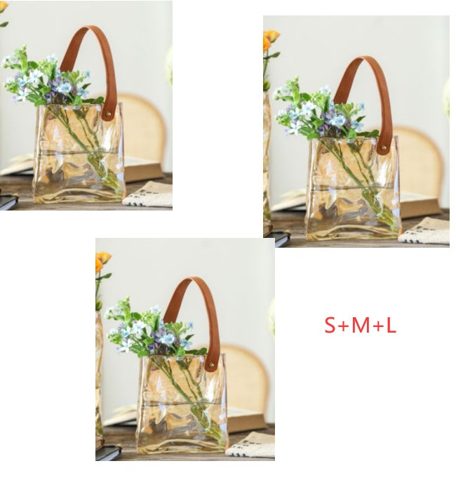 Light Luxury Glass Vase – Handbag Style Aquaculture Decoration for Home
