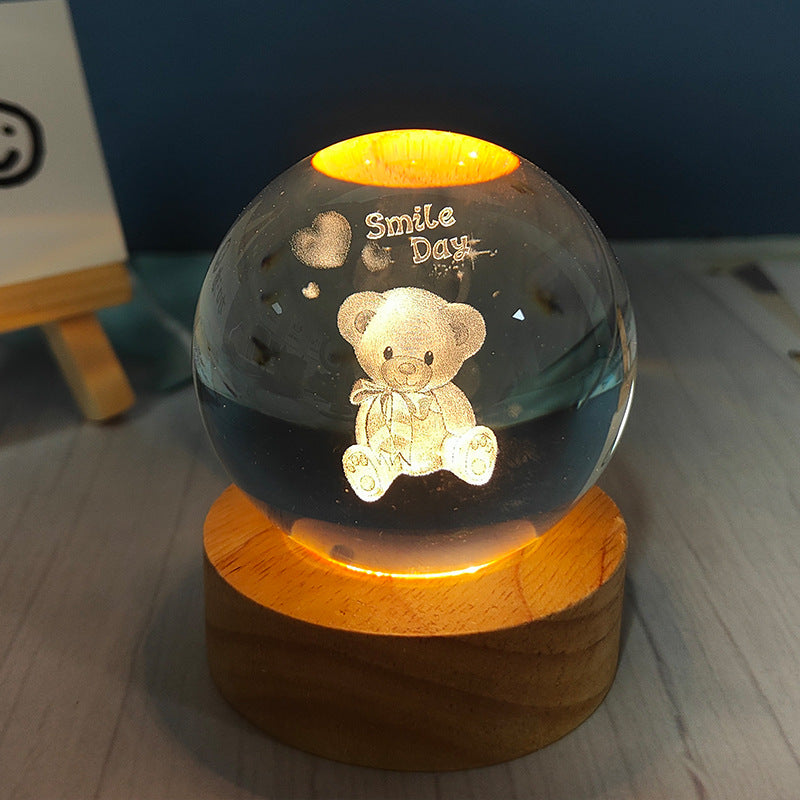 LED Crystal Ball Night Light – USB-Powered Mood Light for Bedroom & Study